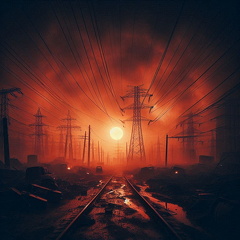 Blackout, im Hintergrund sollen Stromleitungen zu sehen sein, im Endzeitstil (2)